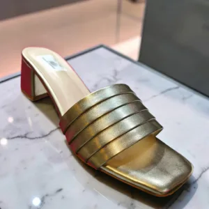 Gilded Horizon Ribbed Block Mules 🌟ART - D45-17