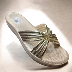 Gold Metallic Knot-Detail Slide Sandals 👡 ART - D46-48