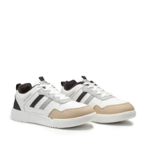 Asian CRUZER-01 Men's CRUZER-01 White & Brown Sneakers
