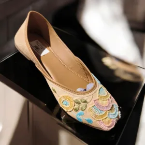 Zari-Embroidered Pastel Jutti Flats ✨ ART - D47-29