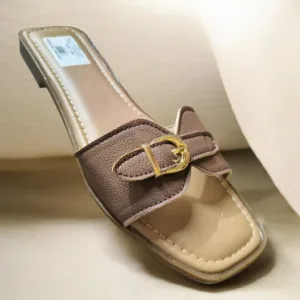The Mocha Gold Buckle Slide 👡 ART - D47-25