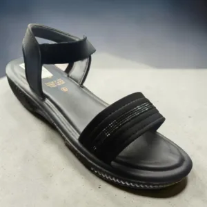 Elegant Black Velvet Shimmer Sandals 👡 ART - 19015