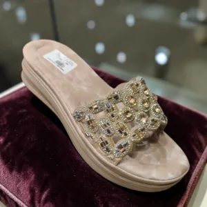 Shimmering Nude Wedge Slides ✨ ART - D46-46