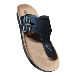 Paragon Men's Black Dual-Buckle Toe-Post Sandals ART - 650022