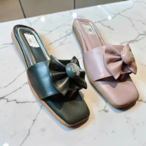 Embellished Bow-Detail Slide Sandals ART - D48-38