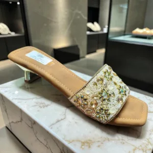 Regal Radiance Embellished Kitten Heel Mules 👡✨ ART - D48-30