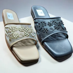 Embroidered Mesh Slide Sandals 👡ART - D48-33
