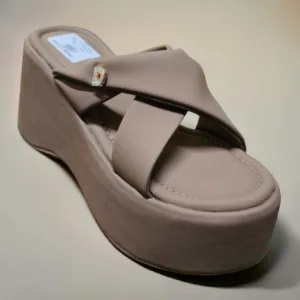 Chic Nude Criss-Cross Platform Wedge Sandals 👡 ART - D48-45