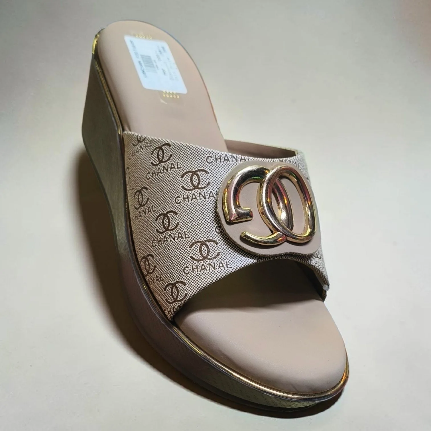 Chanal Inspired Metallic Hardware Platform Wedges 👡ART - D48-02 - Image 2