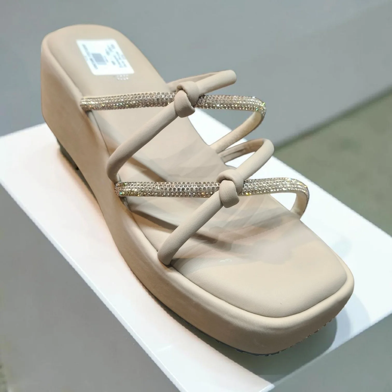 Elegant Rhinestone-Embellished Platform Wedge Sandals ART - D48-12