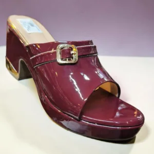 Burgundy Patent Gloss Platform Mule Heels ✨ ART - D48-13