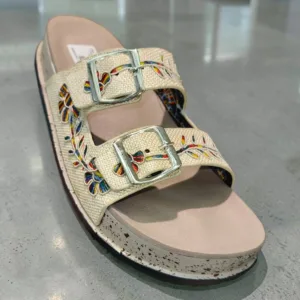 Bohemian Rainbow Embroidered Double-Strap Platform Sandals ✨ ART - D48-20
