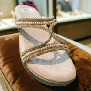 Aura Pearl & Crystal Embellished Wedge Sandal ART - D48-19