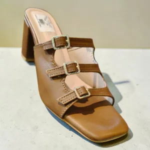 Chic Triple-Strap Rhinestone Block Heel Mules 🌟 ART - D48-22