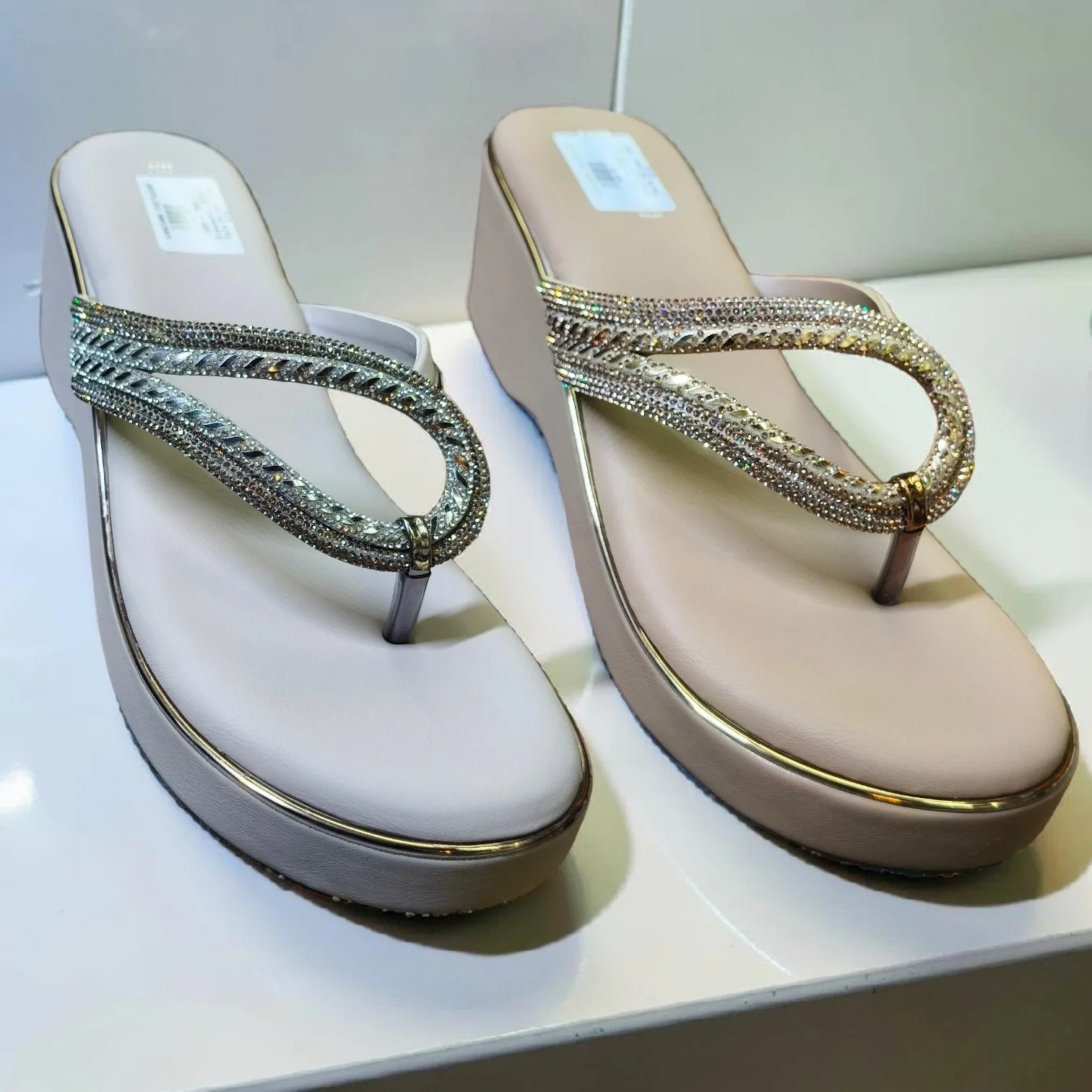 Glimmering Elegance Rhinestones Platform Wedges ART - D48-10