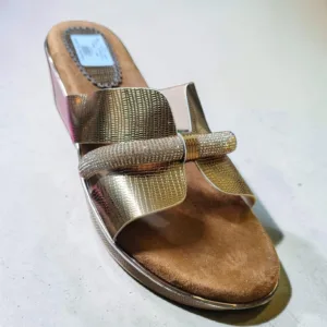 Metallic Gilded Rhinestone Wedge Slides ART - D48-06