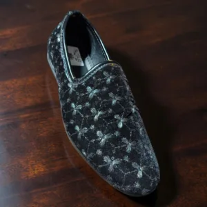 Velvet Butterfly-Embroidered Loafer ART - H25-03