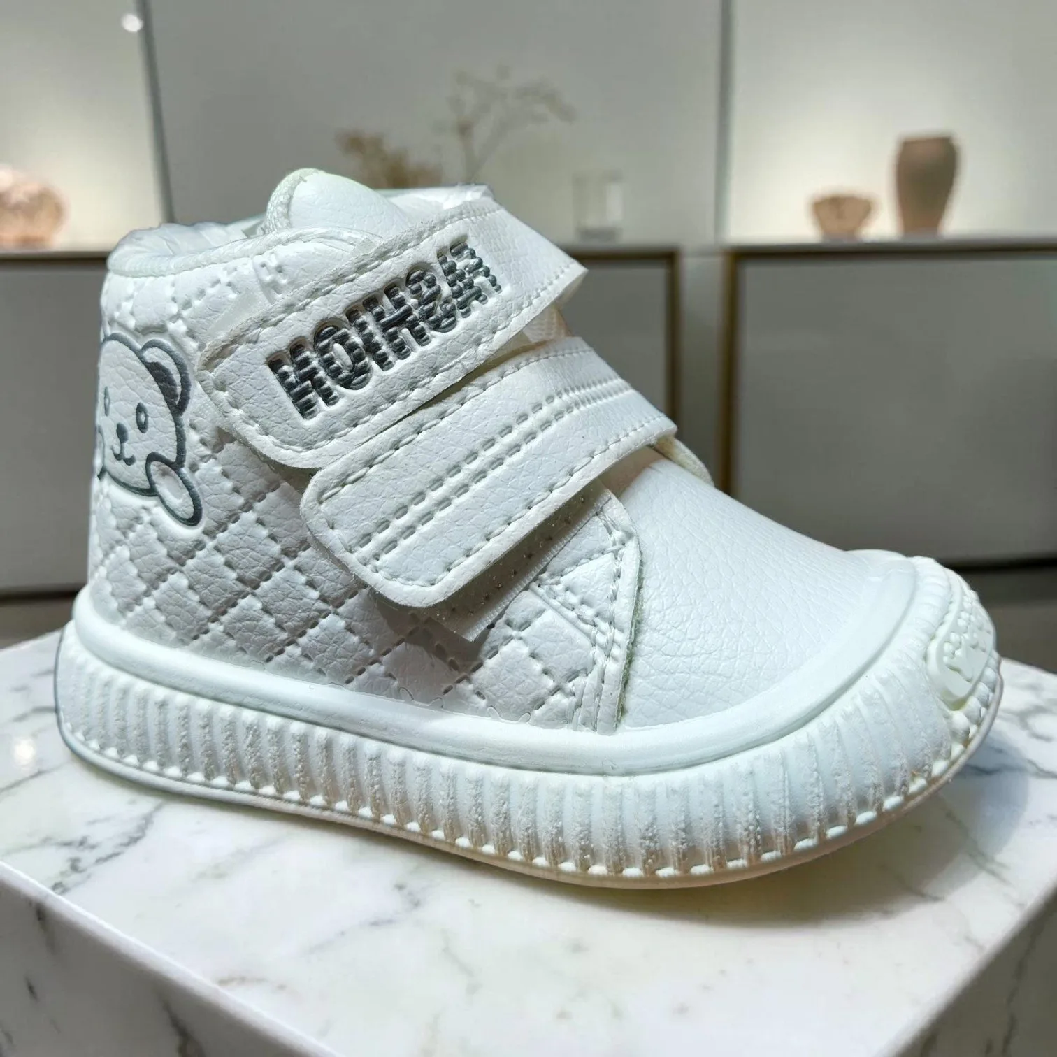 🐻 Teddy quilted high-top toddler sneakers 👟 ART - Happy 1