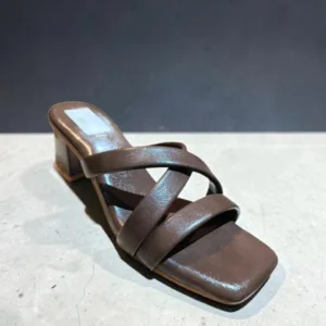 Strappy Heeled Mules / Block-Heeled Sandals, Art-D49-22