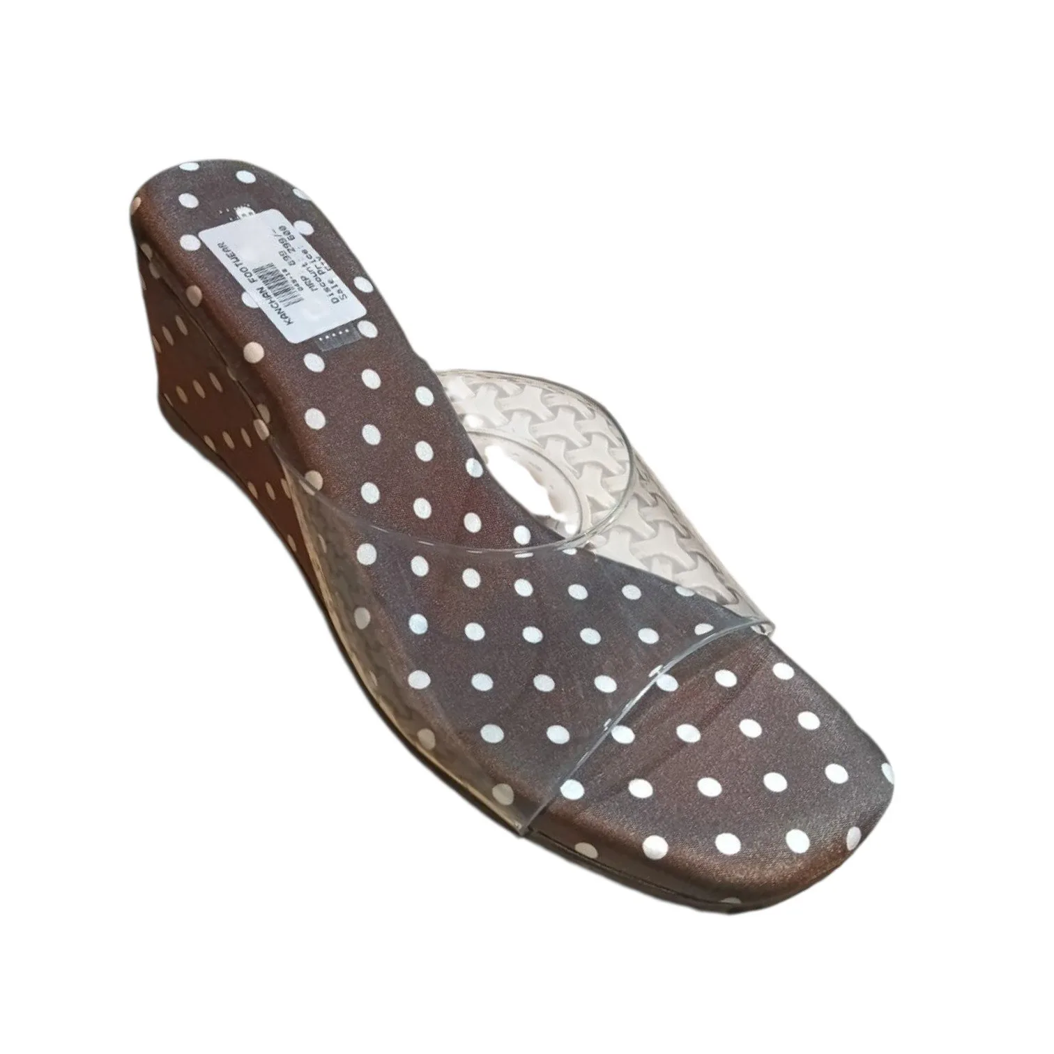 Polka Dot Clear Strap Wedge Sandals,ArtD49-18
