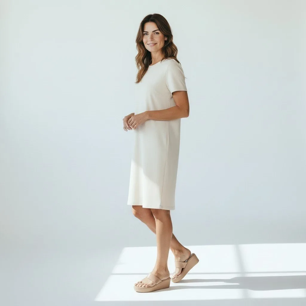 Nude Patent Wedge Sandals (Toe-Ring Slip-On Platform Mules), Art-D49-48 - Image 2